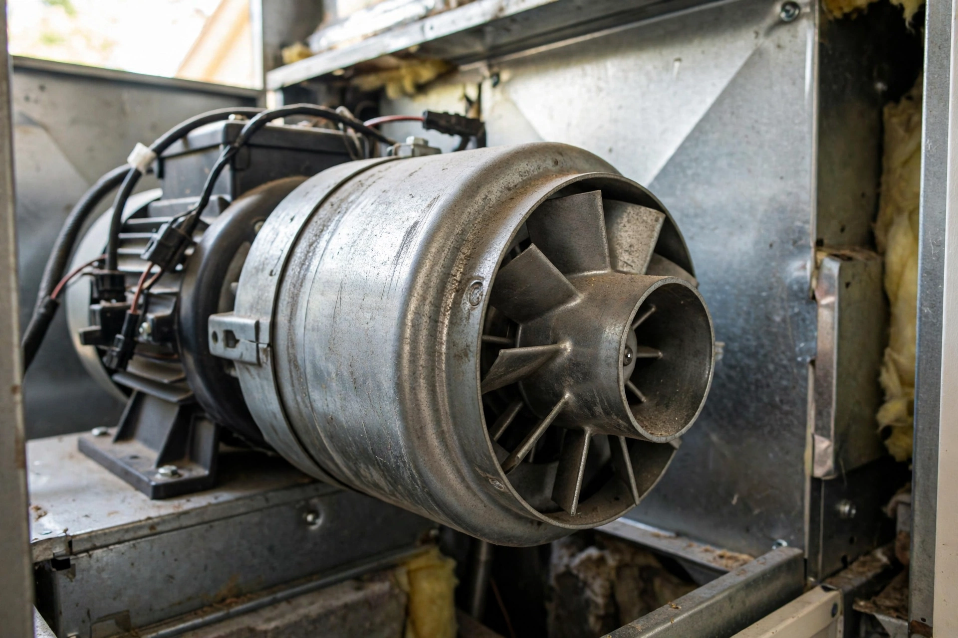 Inducer motor fan housing inside a furnace
